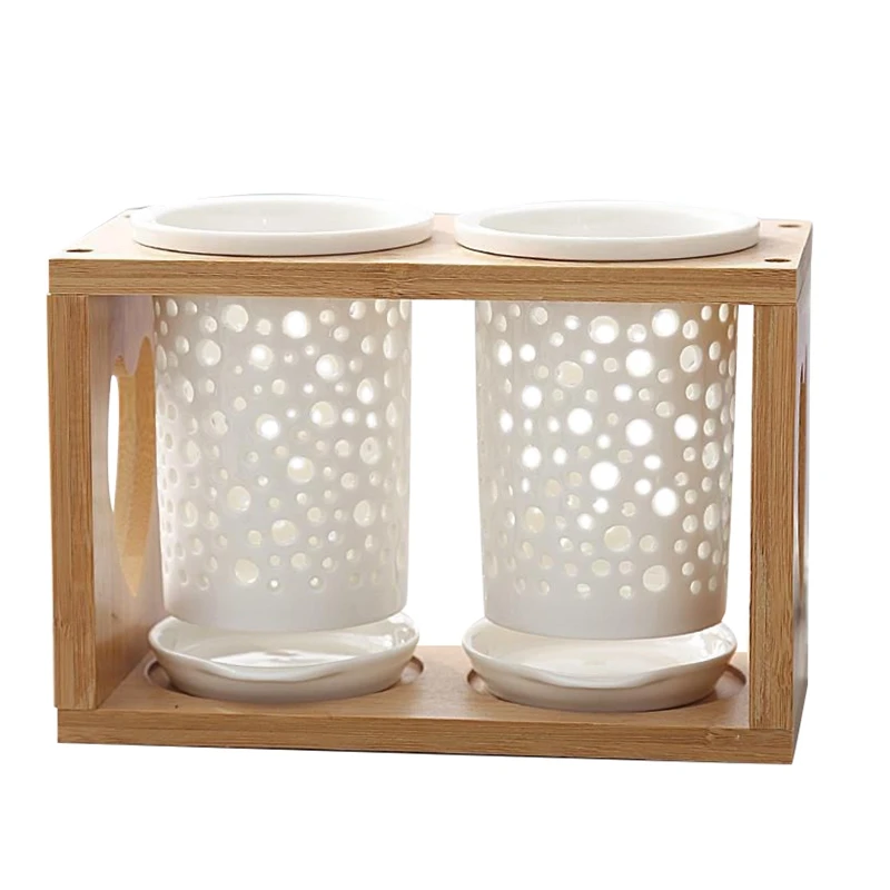 

Ceramic Chopstick Rack Kitchen Drain Chopsticks Cage Multifunctional Household Mold-Proof Hollow Double Cage Tableware Storage B