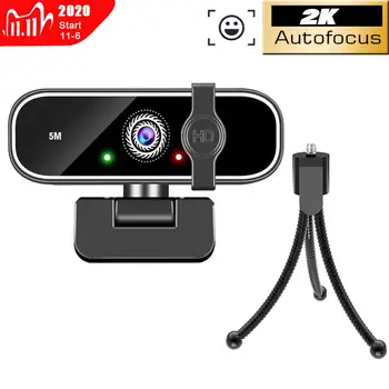 

2K 720P Webcam Mini Computer PC WebCamera 5M CMOS with Microphone Rotatable Cameras for Live Video Calling Conference With Stand