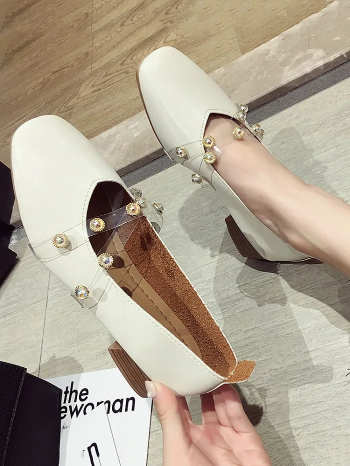 Новые корейские Ретро туфли бабушкины с закрытым носком и квадратной головкой