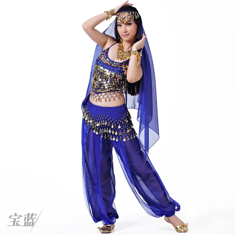 Belly Dance Set Belly Dance Indian Dance Performance Costume 12 Colors - Цвет: Синий