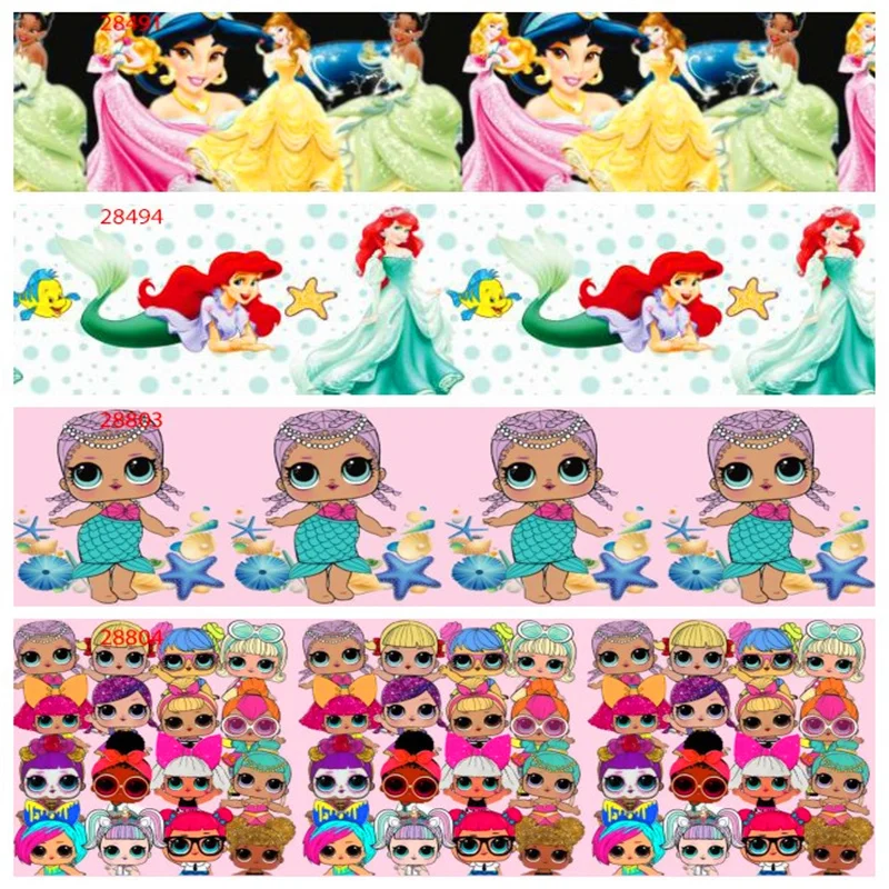 

16 22 25 38 50 75mm width Kids lol girls dolls Printed polyester Grosgrain Ribbon surprise Girls ribbons G01