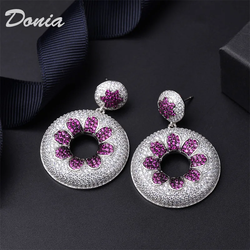 Donia Jewelry Fashion exaggerated earrings wreath ring studs copper micro-inlaid AAA zircon earrings with accessories