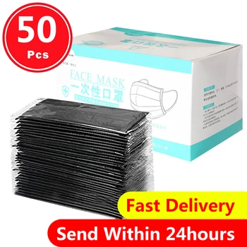 

50 Pcs Disposable Sanitary Mask 3-plys Nonwoven Anti-dust Mask Anti-spray Particles Breathable Earloop Face Mask Mascarilla