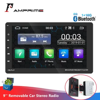 

AMPrime Android Removable Car Stereo Radio 9'' Mirror Car MP5 Player Bluetooth WIFI GPS FM Radio Receiver Car multimedia Player