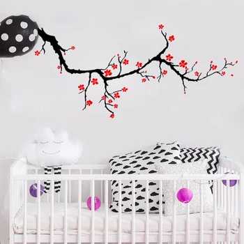 

Removable Tree Wall Sticker Large Tree Vinyl Wall Decal Kids Baby Nursery Room DIY Tree Sticker with Flowers Mural Vinilos Q56