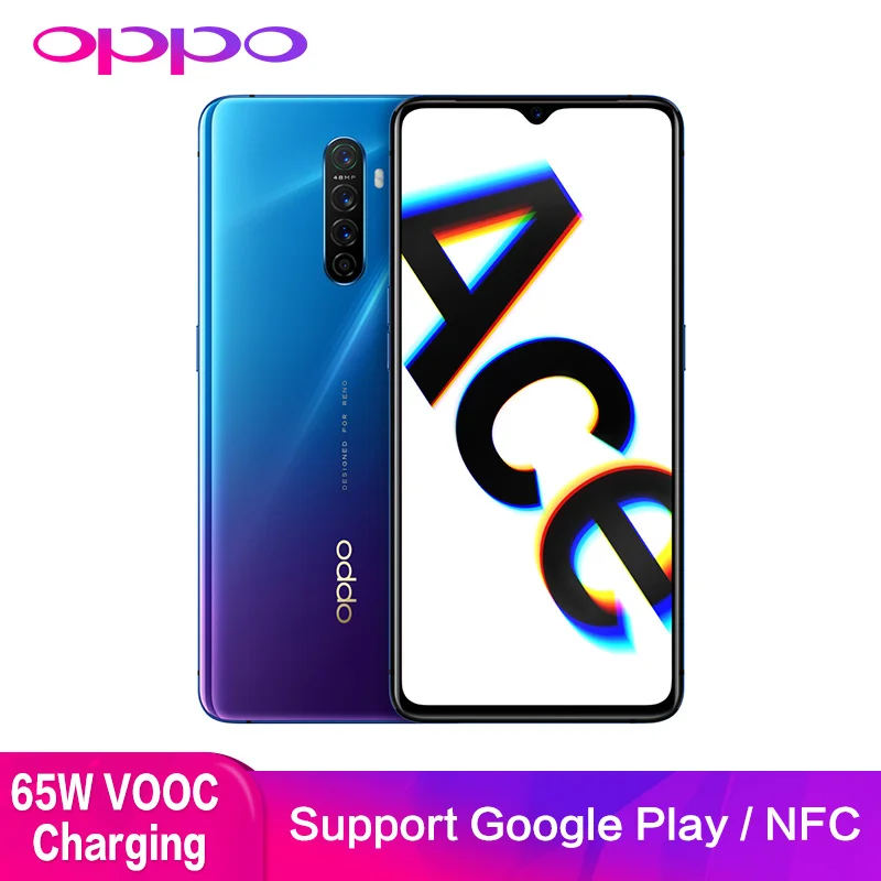 OPPO Reno Ace Поддержка NFC OTG Google Play 90 Гц игровой экран 8 Гб 128 ГБ 48,0 МП 65 Вт Super VOOC gps двойной wifi мобильный смартфон