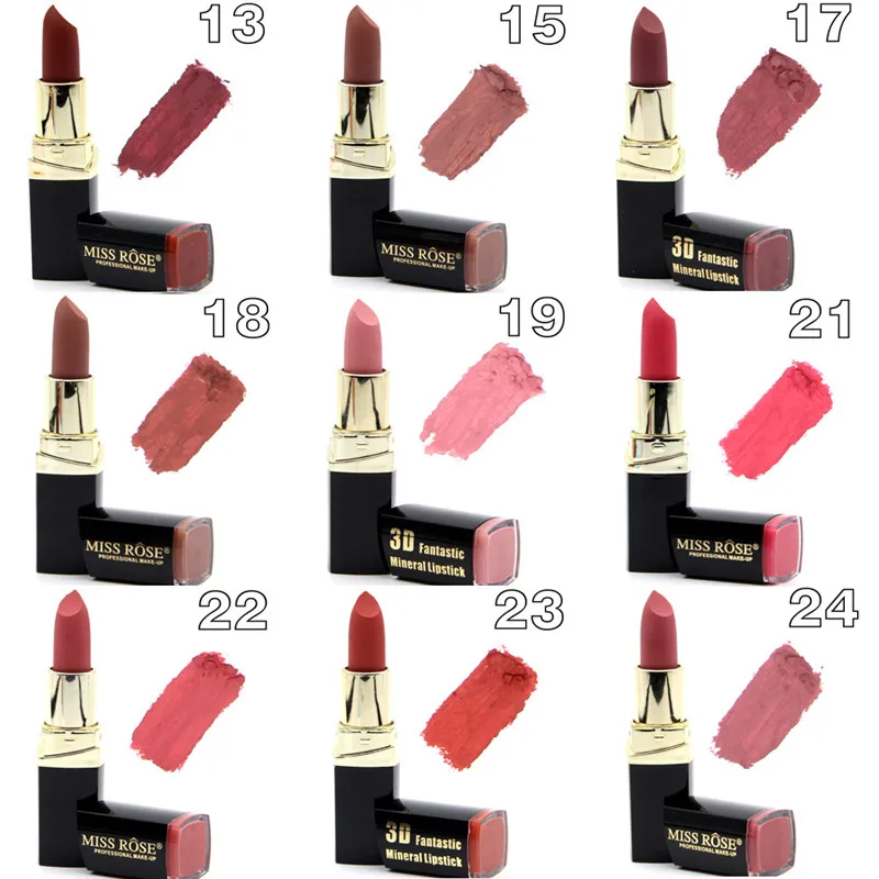 2017-New-Lipstick-Lot-Matte-Cosmetic-Waterproof-Long-Lasting-Pigment-Velvet-Miss-Rose-Brand-Sexy-Lip (1)