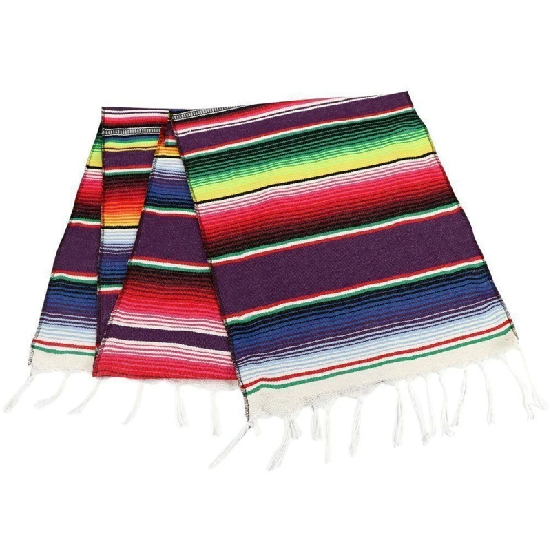 10 шт. Мексиканская Serape настольная дорожка вечерние домашний декор бахрома хлопчатобумажная скатерть 213X35 см