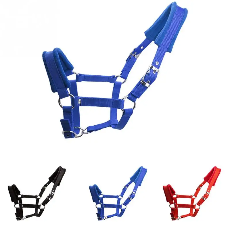 

Multiple Sizes Practical Accessories Adjustable Strap Double Layered Protective Detachable Horse Halter Outdoor Fleece Padded
