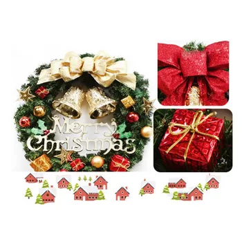 

Christmas Wreath Artificial Greenery Spruce Wreathes Decorative Wreath Xmas Ball Gift Box HUG-Deals