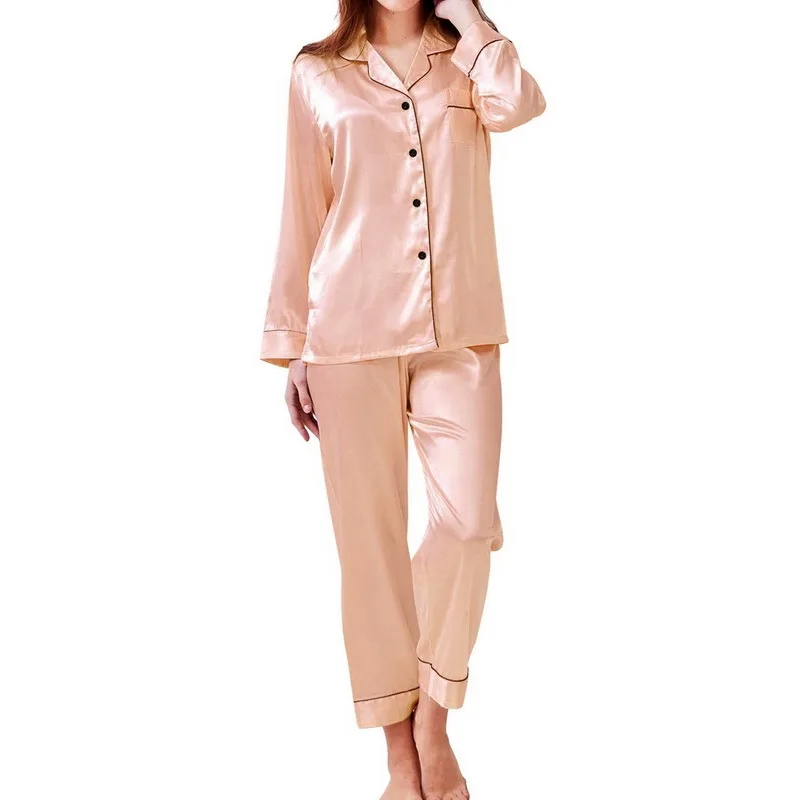 mens christmas pjs Men's Classic Satin Pajama Long Sleeve Sleepwear Large Size Home Service Silk Satin Pajamas Set Nightwear Loungewear Homewear mens pjs sale Pajama Sets