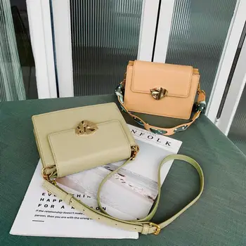 

2020 new leather women's bag in pure color small square lock designer bags luxury brand handbags women's bag women handbags