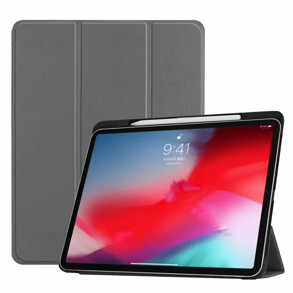 Funda для iPad Pro 11 чехол с карандашом Держатель смарт из искусственной кожи Trifold подставка+ Жесткая задняя крышка из ПК для нового iPad Pro 11 чехол - Цвет: hui se