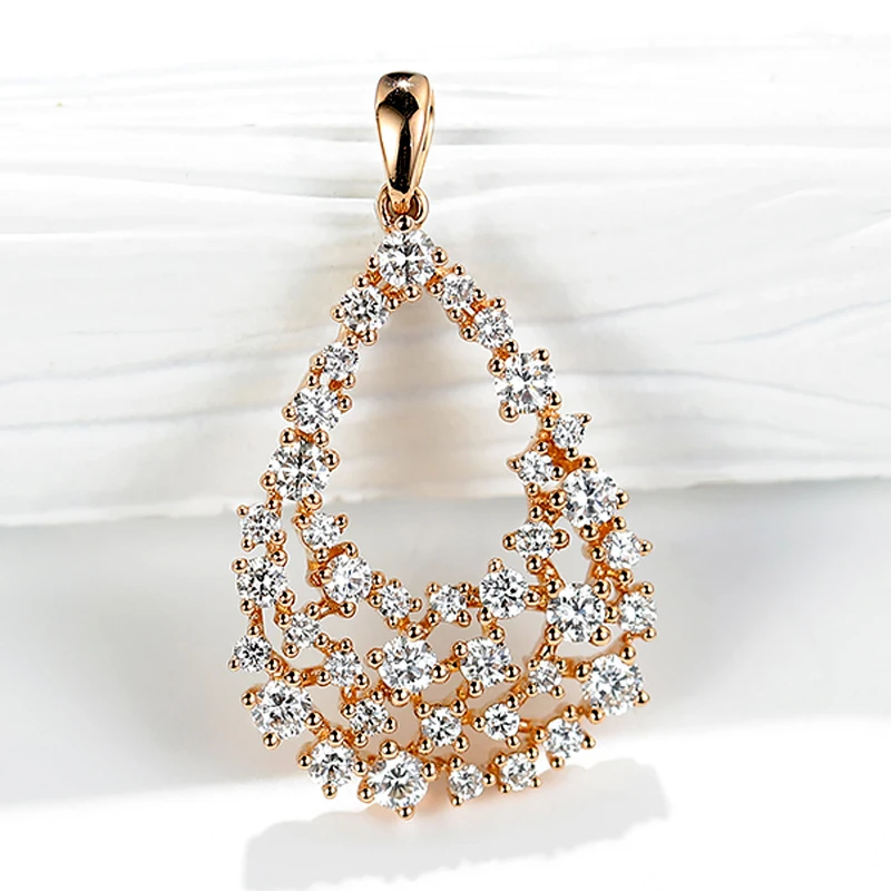 Rose Gold BAIHE Solid 14K розовое золото H/SI-SI3 0.70ct круглый натуральные бриллианты женские модные ювелирные изделия элегантный подарок кулон - Цвет камня: Rose Gold