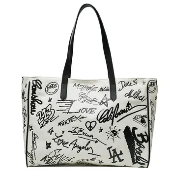 

Graffiti Shoulder Bag 100% Cotton Canvas Leisure Bag New 2020 Large capacity Package Fashion Shopping Bag for Women