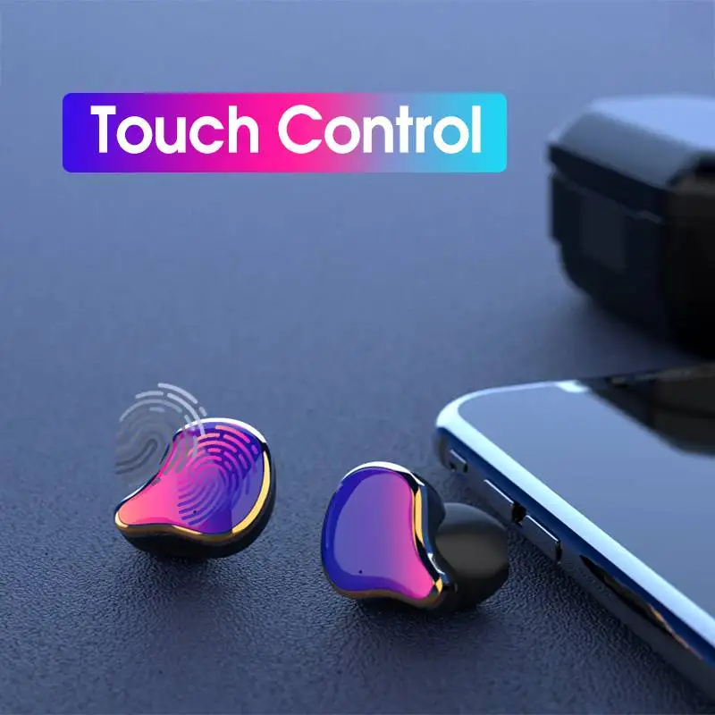 TWS, беспроводные bluetooth наушники V5.0, IPX6, водонепроницаемый светодиодный дисплей, 2000 мА/ч, зарядная коробка, отпечаток пальца, сенсорное управление, звук Hifi