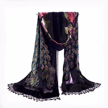 

Violet Print Flower Scarf For Women Spring Autumn New Wrap Mujer Bufanda Muffler Cape Female Burgundy Lace Scarves Shawls