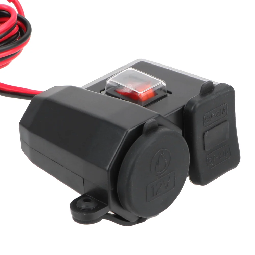 Caricabatterie Moto Universale 12V Con USB 5V/2A E Accendisigari – Impermeabile, Con Morsetto, Per Manubrio