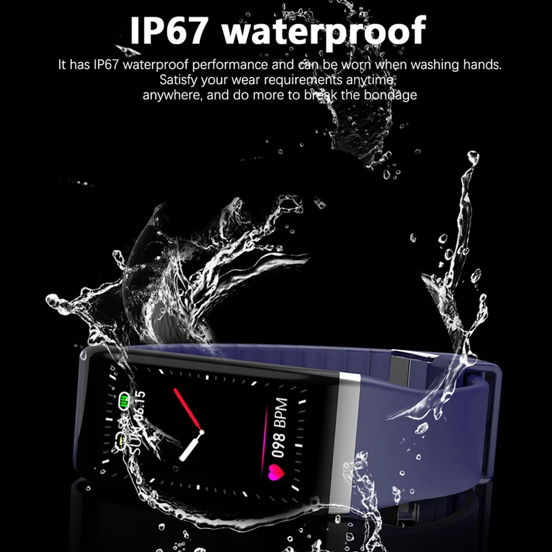 Pаспродажа Смарт браслет кровяное давление 1,14 экран фитнес трекер часы пульсометр фитнес Браслет Водонепроницаемый музыкальный контроль для мужчин ...