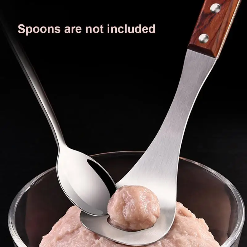 

Stainless Steel Spoon Meatball Manufacturing Mold Wooden Handle Meatball Fish Ball Making Tool Kitchen Cooking Tool Mold