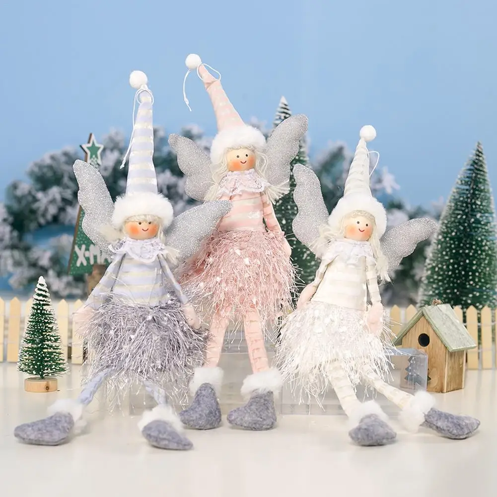 

Cloth Striped Christmas Angel Girl Figurine Cute Christmas Gift Pendant Home Decoration
