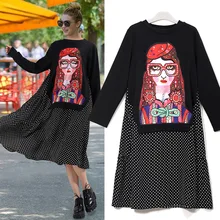 Европа и Америка, осенняя мода, стиль, женское платье, богемное, с принтом, аппликация, бисер, длинный рукав, платье 3243