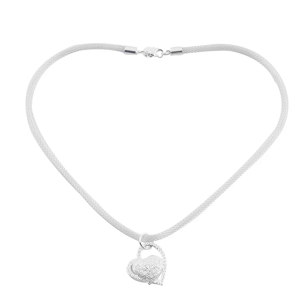 

1pc 2015 New Sterling Silver Chain Heart Necklaces Pendants For Women Fashion jewelry Quality