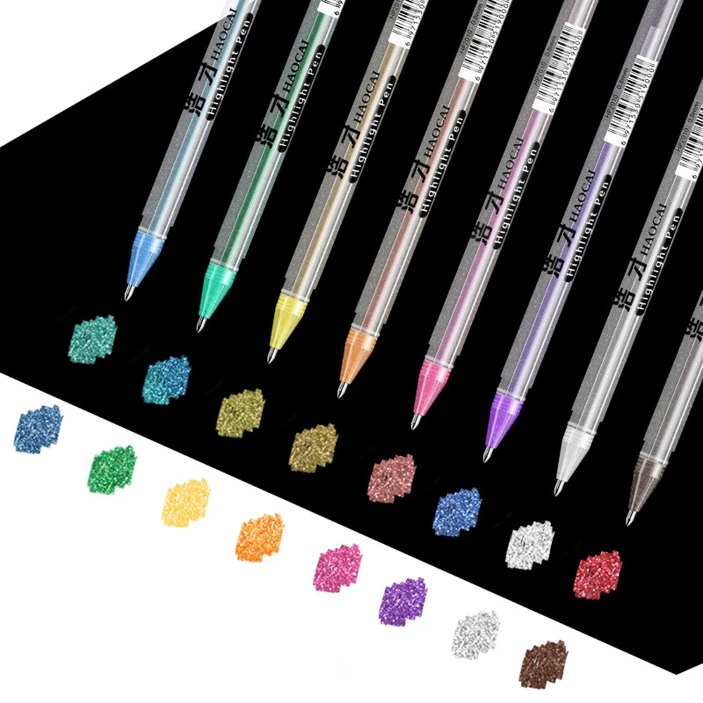 

1 Pcs Creative Color Highlighter Glitter Art Marker Pen Ballpoint 0.8mm Drawing Highlight Liner Pens Lettering Album School
