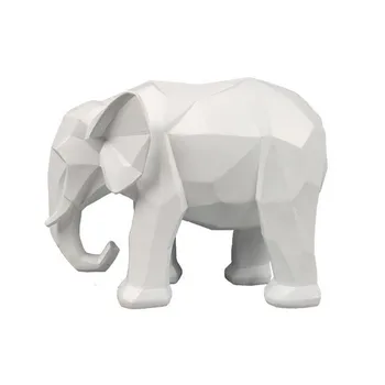 

NORDIC CREATIVE ELEPHANT STATUES GEOMETRY ANIMALS FIGURINE RESIN ART&CRAFT HOME DECORATION TV WINE CABINET PORCH R669