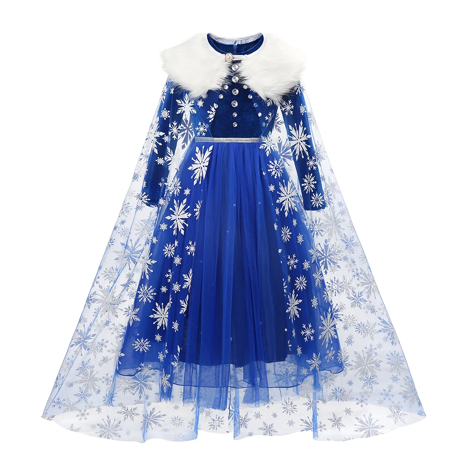 Anna Elza Girls Dress Cosplay Snow Queen Princess Dress For Girl Costume Baby Children Clothes Kids Halloween Party Elza Dress fancy baby dresses Dresses