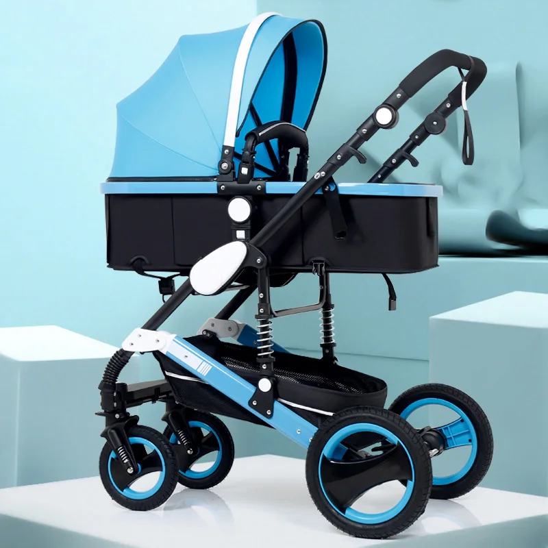 Lake blue Многофункциональная 3 в 1 детская коляска с высоким пейзажем, складная коляска, Золотая детская коляска, коляска для новорожденных - Цвет: Lake blue