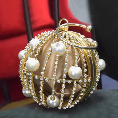 Дизайнерская модная жемчужина для женщин бисером Кристалл вечерние сумки Свадебные Круглые Бальные наручные сумки круглый клатч кошелек сумка