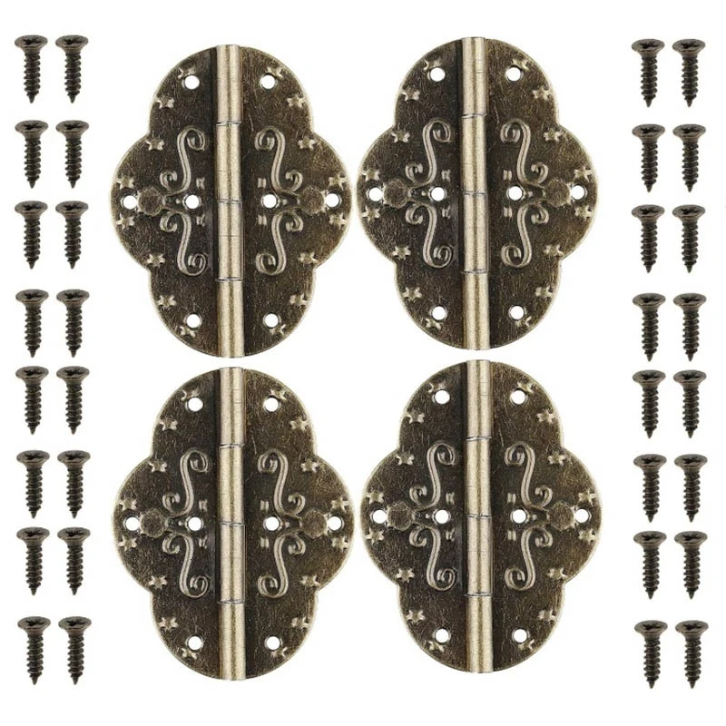 

Antique Retro Hinges with Screws for Cabinet Door Cupboard Jewelry Box Gift Wood Box
