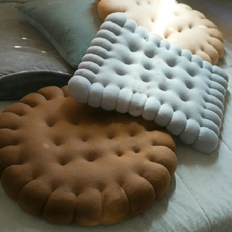 Stuffed Waffle Biscuit Cushion Office Sedentary Cushion Plush