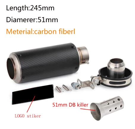 a17-51mm 51 мм/60 мм выхлопная труба мотоцикла с DB killer выхлопная труба мотоцикла глушитель для gp-project выхлопная труба из углеродного волокна - Цвет: a17-51mm