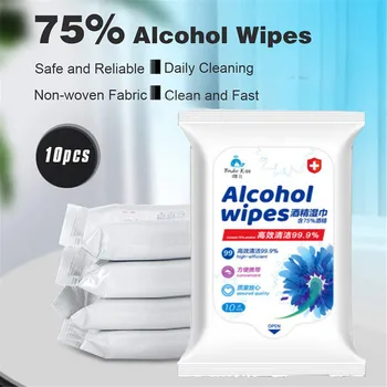 

10pcs Alcohol Disinfect Wipes 75% Super Soft alcohol wipe Antiseptic Pads Large Wet Wipes 8x6 Sterilization First Aid Cleaning