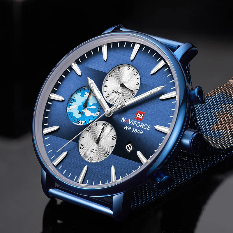 

Naviforce Mens Watches Top Brand Luxury Ultra Thin Blue Quartz Men's Wrist Watches Luxury Design Man Watch Clock Business