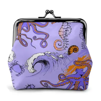 

OLN Octopus Seahorse And Sea Voyages Purple Print Fashion Women Wallet Small Ladies Purse Female Wallet Coin Purse