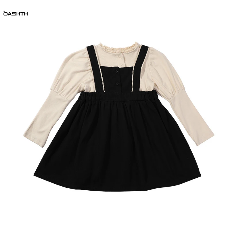 

OASHTH Children's clothing spring and autumn new girls dress suit skirt baby sling skirt two-piece set