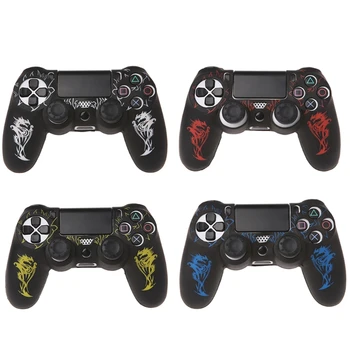 

For Playstation 4 PS4 Slim Gamepad Protect Western Dragons Silicone Gamepad Cover Case + 2 Joystick Caps For PS4 Controller