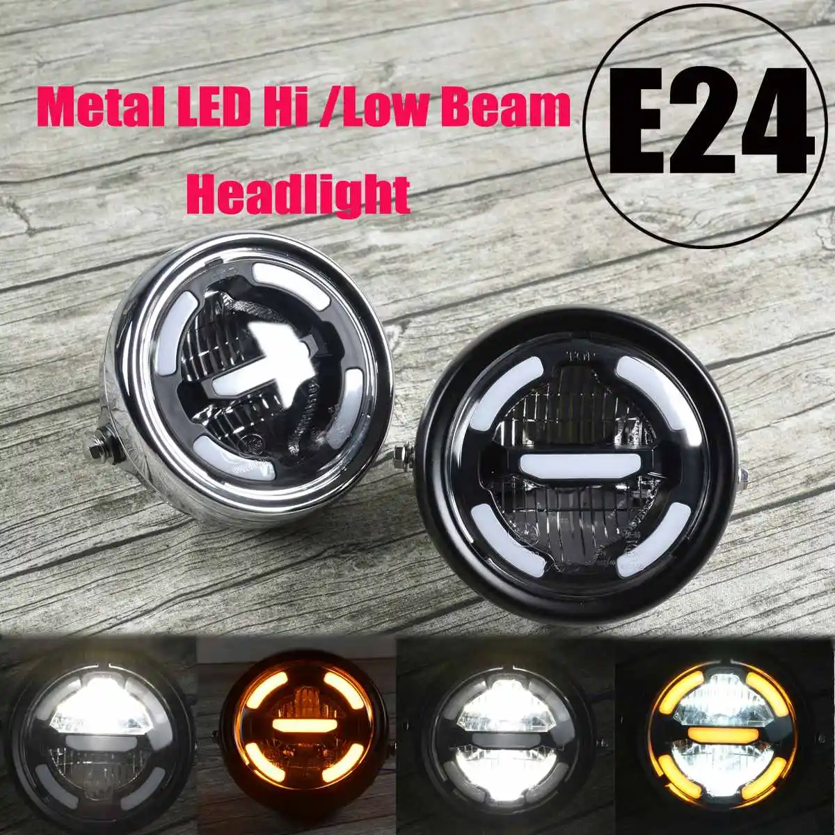 

Motorcycle Headlight 6.5'' Led Projector Headlight Metal near and far light with Daytime Running Light Motorcycle Accessories