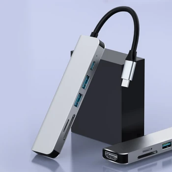 

Multifunctional 6-in-1 Type-C Extension Hub Laptop Computer Peripheral Docking Station USB Adapter with HDMI PD SD TF Card Inter