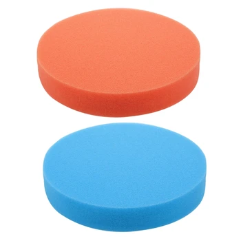 

2 Pcs 6 Inch 150Mm Soft Flat Sponge Buffer Polishing Pad Kit for Auto Car Polisher , Orange with Blue