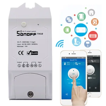 

Sonoff TH 10A/16A Smart wifi Switch Controller with Temperature sensor And Waterproof Humidity Monitoring home automation