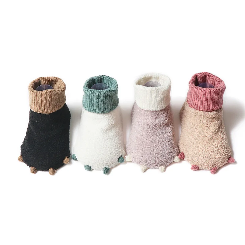 Детские носки, носки для новорожденных, носки для девочек и мальчиков, теплые зимние носки-тапочки, Короткие нескользящие носки из силикагеля для малышей