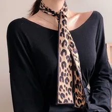 120 см* 8 см дизайн Элитный бренд шелковая саржа небольшой Для женщин тесемка, шарф с леопардовым принтом мешок для волос ручка украшения галстук-бабочка ручного вязания шарф