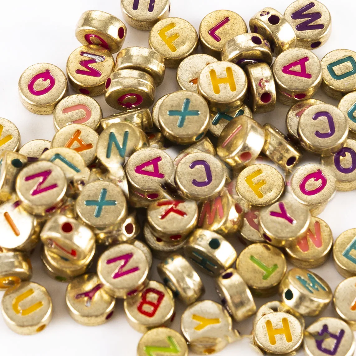 

Bright Colors Acrylic Letter Beads 3600pcs 4*7mm Flat Coin Round Shape Bracelet Spacer Beads English Alphabet Jewelry Initial