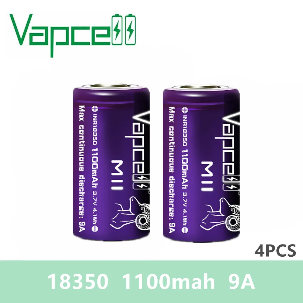 Аккумуляторная батарея VAPCELL INR 18350 4 шт. 1100 мА · ч 9 А 3 7 в литиевая для электронной