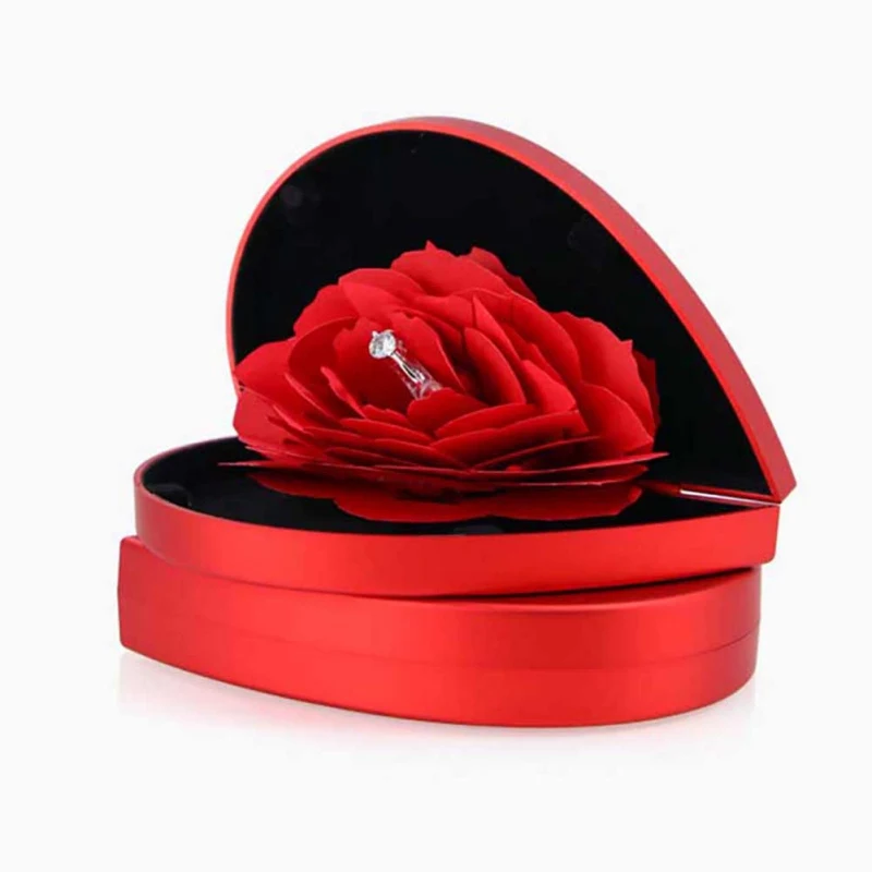 

Red Ring Box Confession Artifact Rose Ring Box Proposal Marriage Jewelry Creative Valentine's Day Birthday Wedding Gift Box