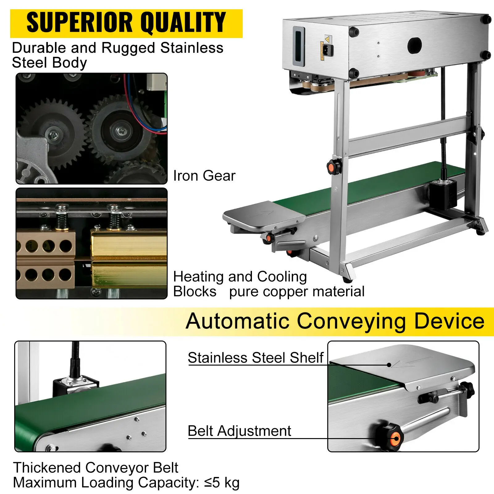 VEVOR Continuous Bag Band Sealing Machine Band Sealer Machine Horizontal Fr900k